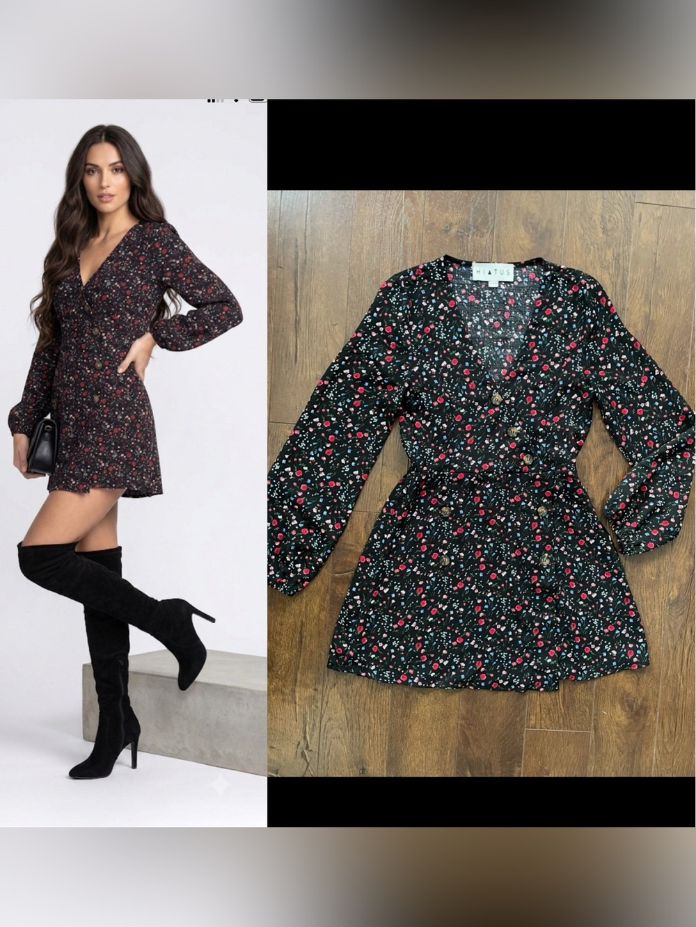 Gorgeous Anthropologie Haitus V-Neck Asymmetrical Button Floral Mini Dress Small